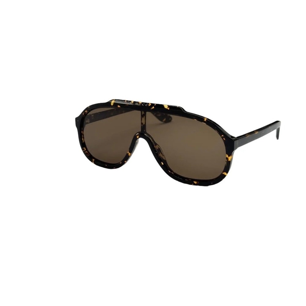 Gucci Tortoiseshell Shield Sunglasses Oversized Navigator GG Made in Italy